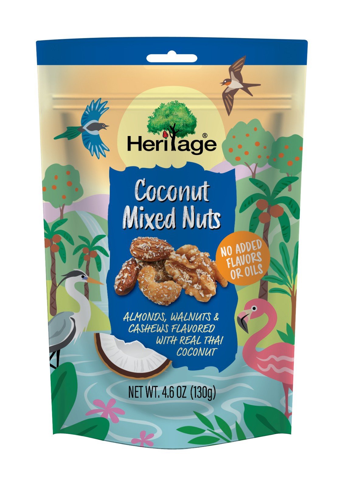 Hạt Hỗn Hợp : Hạnh Nhân, Hạt Điều , Óc Chó tẩm nước cốt dừa HERITAGE- Coconut Mixed Nuts