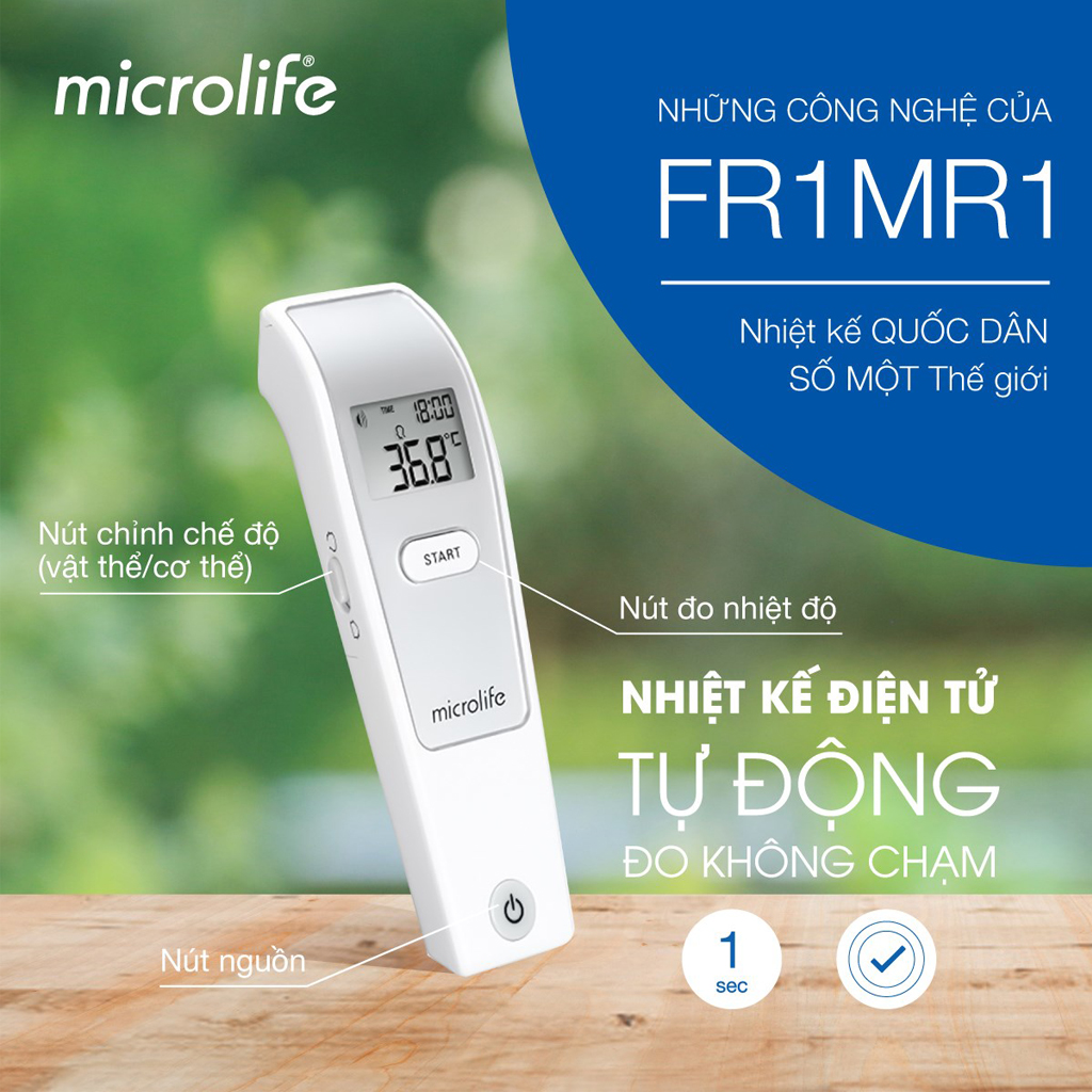 [Đo nhanh , Chính Xác Trong 1 Giây] Nhiệt kế hồng ngoại đo trán Microlife FR1MF1 - Thương Hiệu Thụy Sĩ