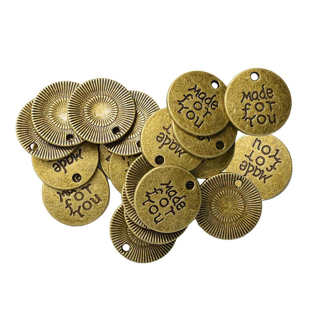 20 Pieces Alloy Round Made for You Pendants Charms Findings for DIY Jewelry Making