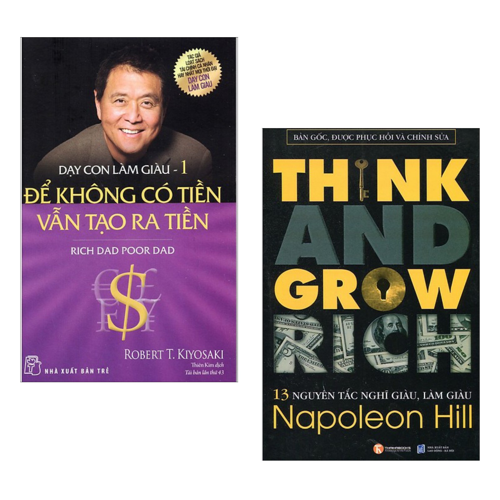 Combo 2 Cuốn Sách Kỹ Năng Làm Việc Hay: 13 Nguyên Tắc Nghĩ Giàu Làm Giàu - Think And Grow Rich  + Dạy Con Làm Giàu  - Để Không Có Tiền Vẫn Tạo Ra Tiền - Tái Bản / Những Cuốn Sách Kinh Tế Hay - Tặng Kèm Bookmark Happy Life