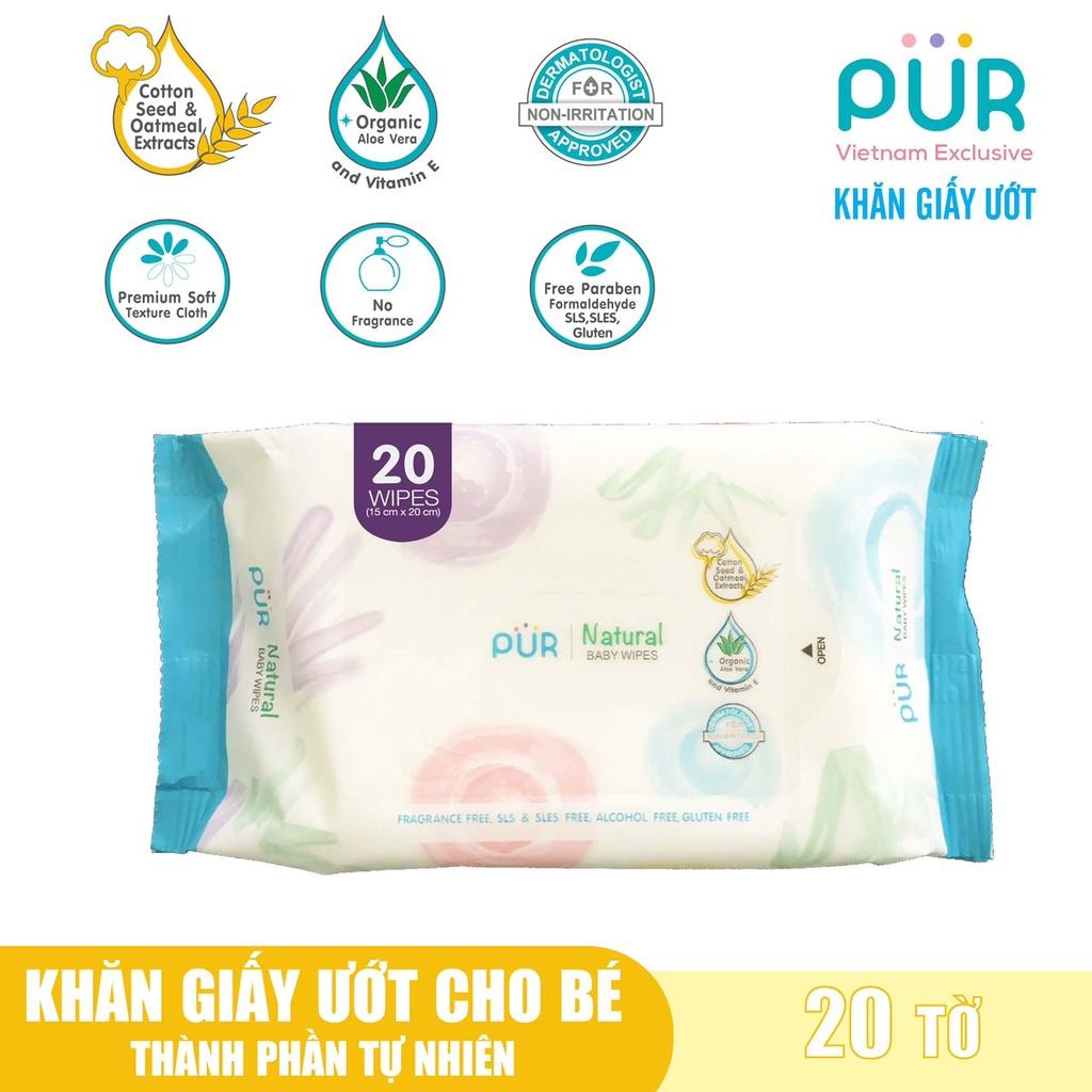 Combo 2 bình Pur Comfort Feeder 60ml cho bé sơ sinh, tặng gói khăn ướt Pur