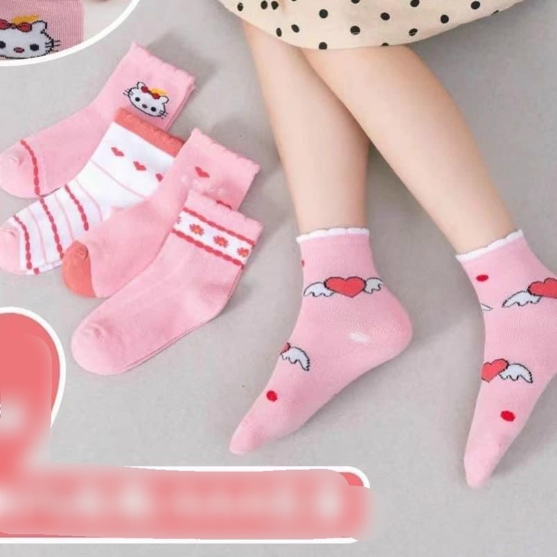 LỐ 10 ĐÔI TẤT TIM HỒNG SIÊU CUTE CHO BÉ GÁI