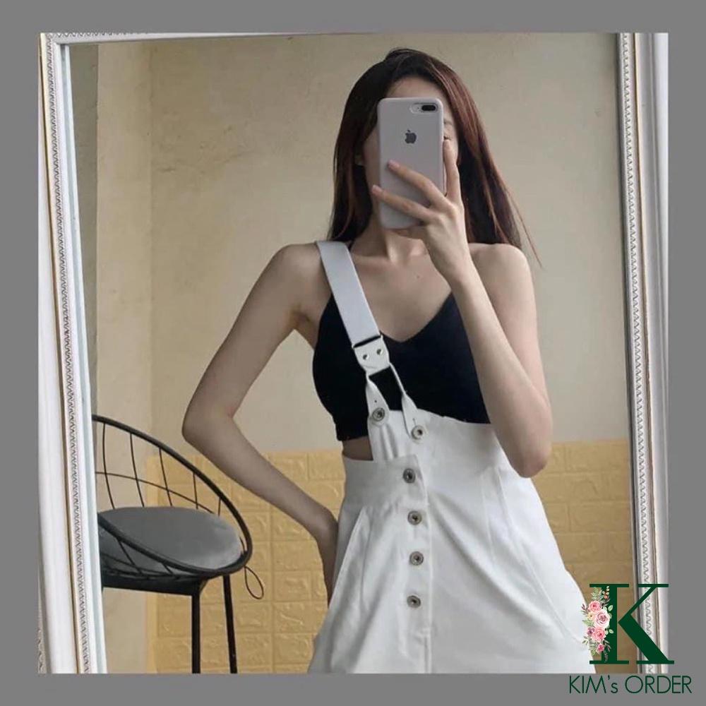 Quần jean nữ dây yếm màu đen và trắng cá tính phong cách Ulzzang Hàn Quốc chất co dãn nhẹ đủ size hàng Quảng Châu