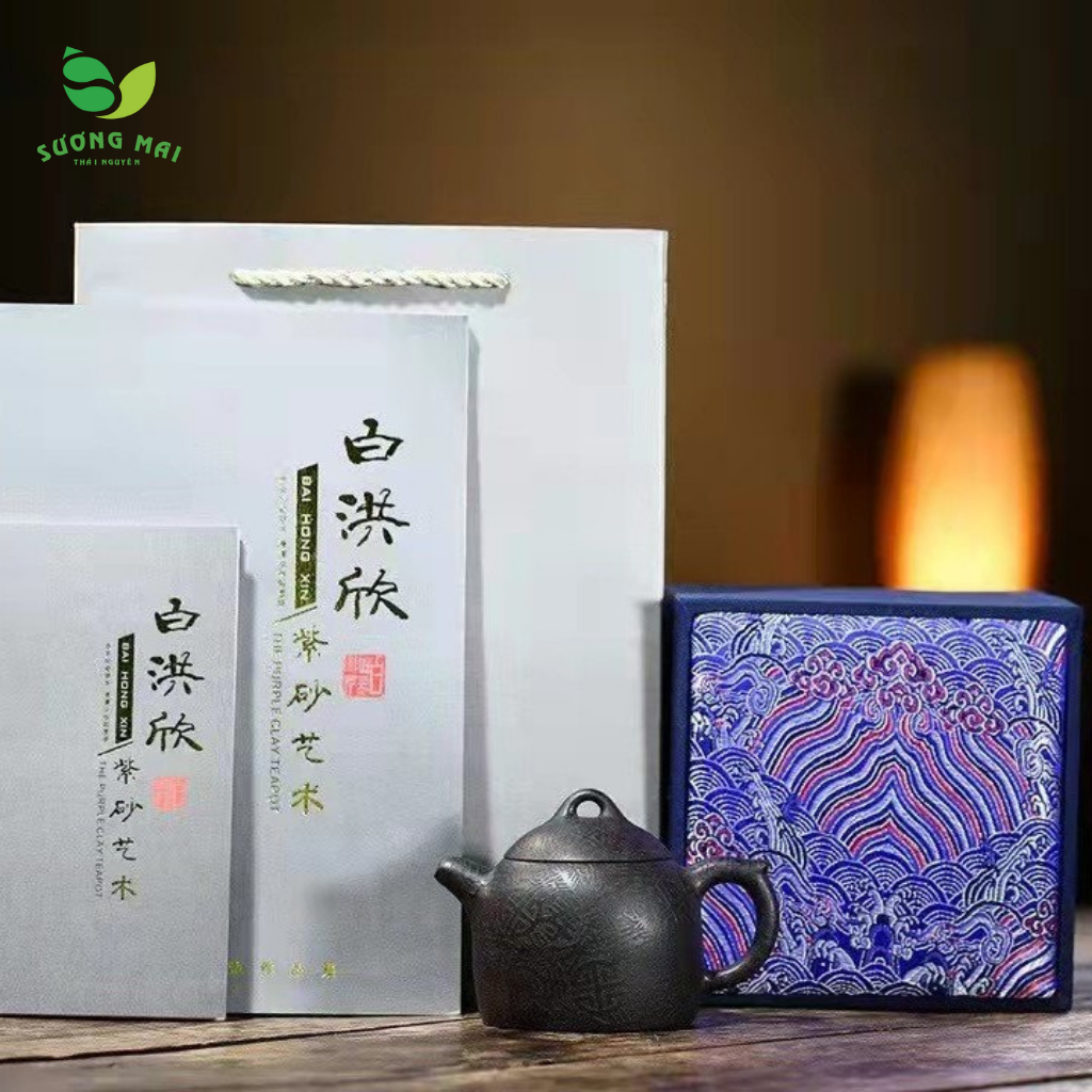 Ấm Tử Sa Tần Quyền, Nguyên Khoáng SƯƠNG MAI Chế Tác Thủ Công Nhiều Họa Tiết 310ml SM00271