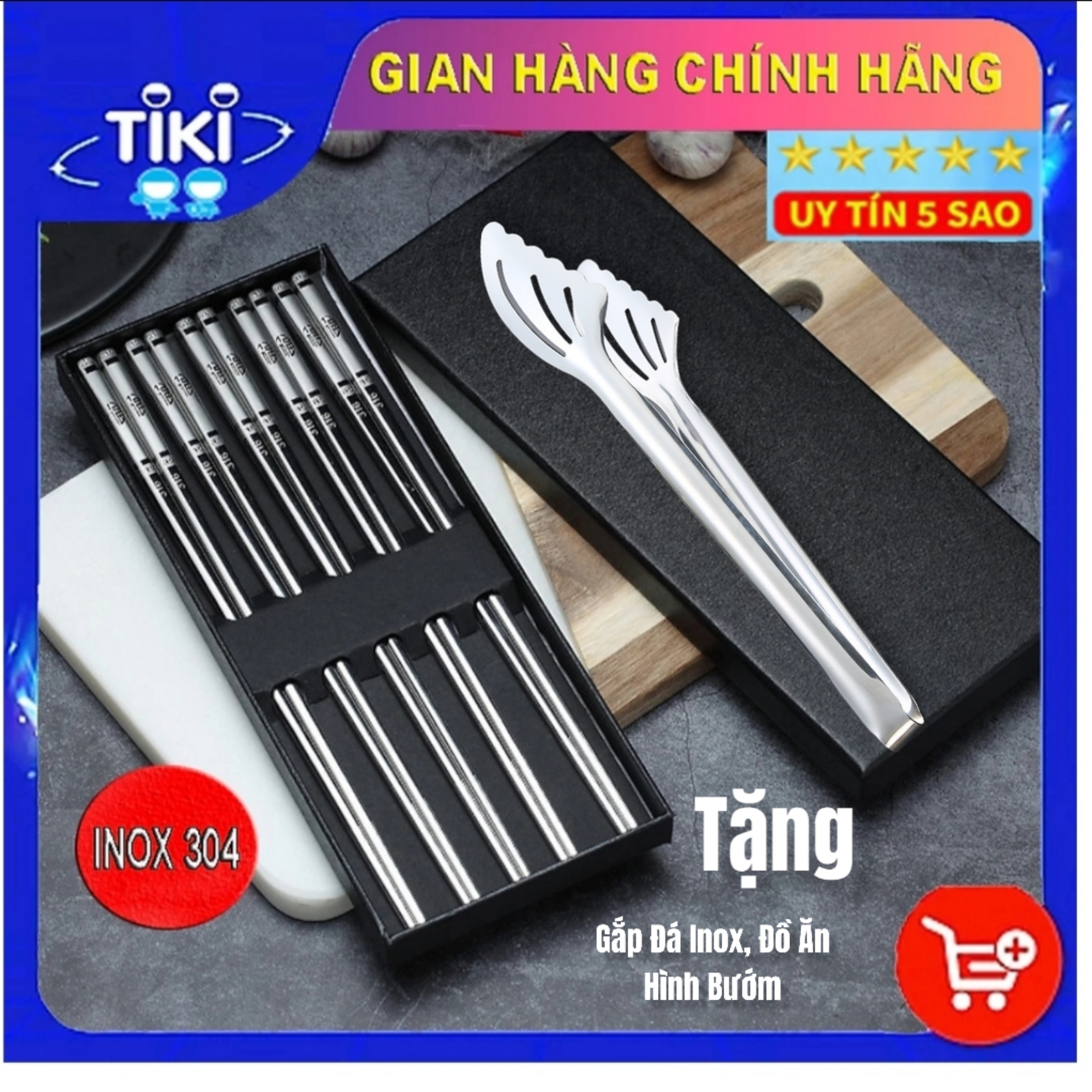 HỘP 10 ĐÔI ĐŨA INOX 304 - CAO CẤP - SANG TRỌNG - NGUYÊN KHỐI INOX 304
