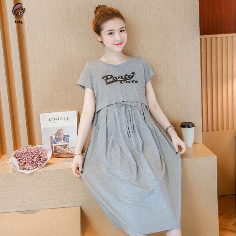 Đầm bầu và sau sinh cho con ti vải thun mát mịn 75kg đổ lại