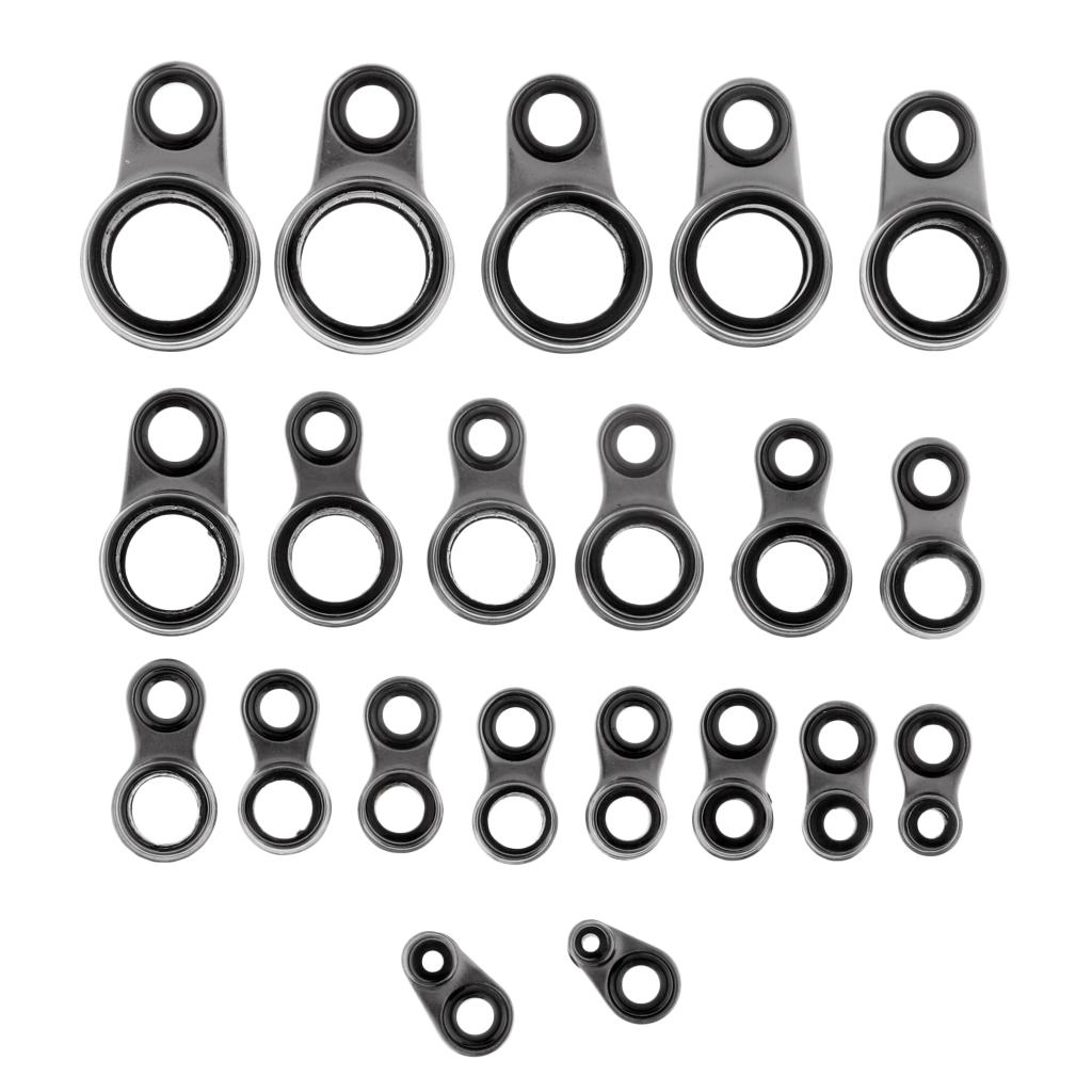 25pcs Fishing Rod Guides Eye Rings Rod Top Ring DIY Tip Repair Kit 1.0-10mm