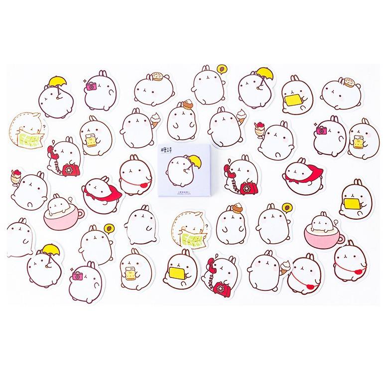 Hộp 45 Miếng Nhãn Dán Sticker Trang Trí Molang