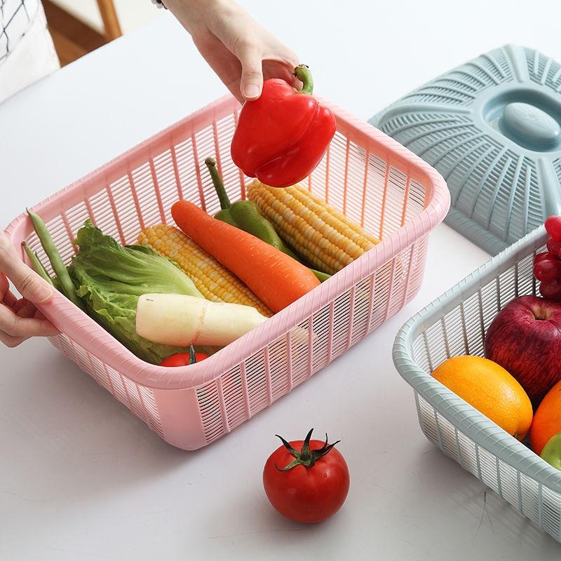 Rổ nhựa vuông có nắp dạng lồng bàn chống côn trùng, chống bụi hiệu quả -R61