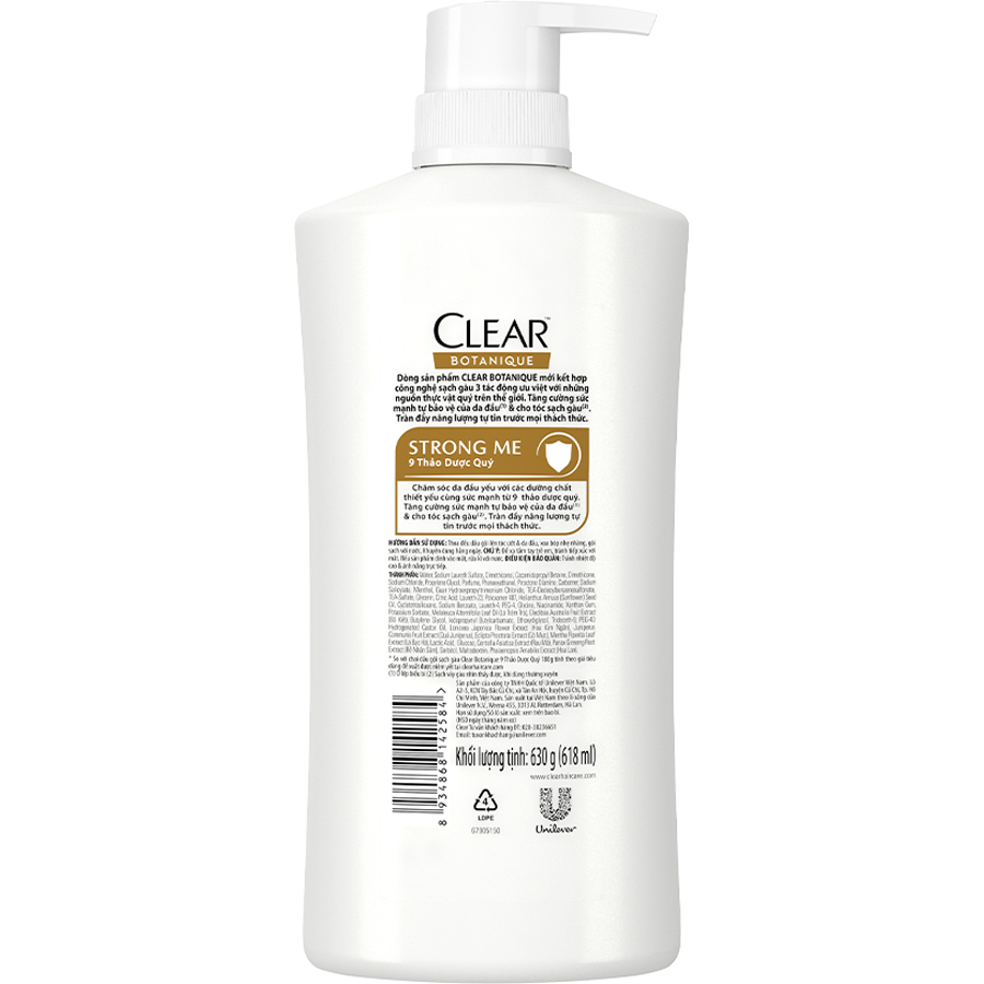 Combo 02 Dầu Gội Sạch Gàu Clear Botanique 9 Thảo Dược Quý 630G