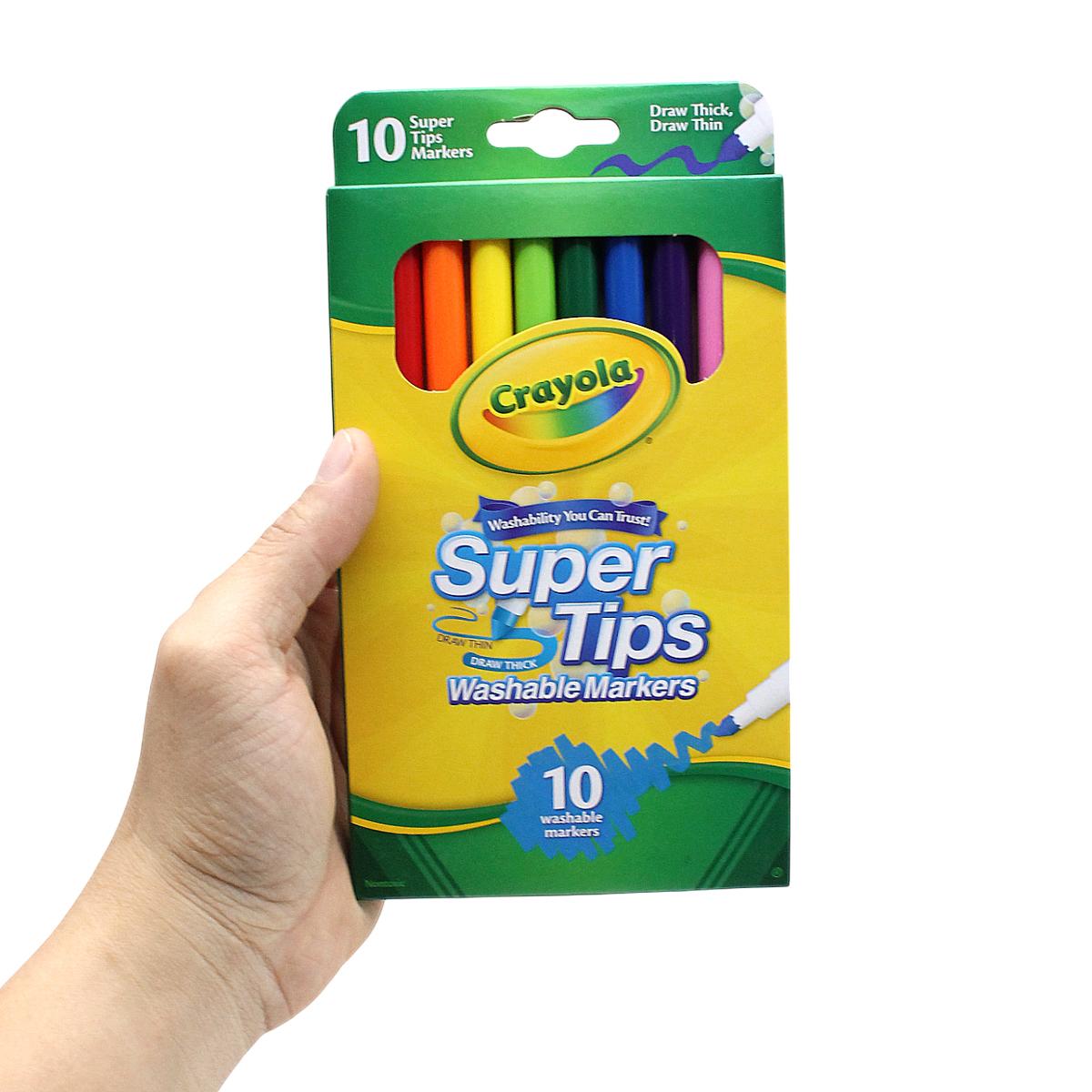 Hộp 10 Bút Lông Màu Super Tips - Dễ Tẩy Rửa - Crayola 588610