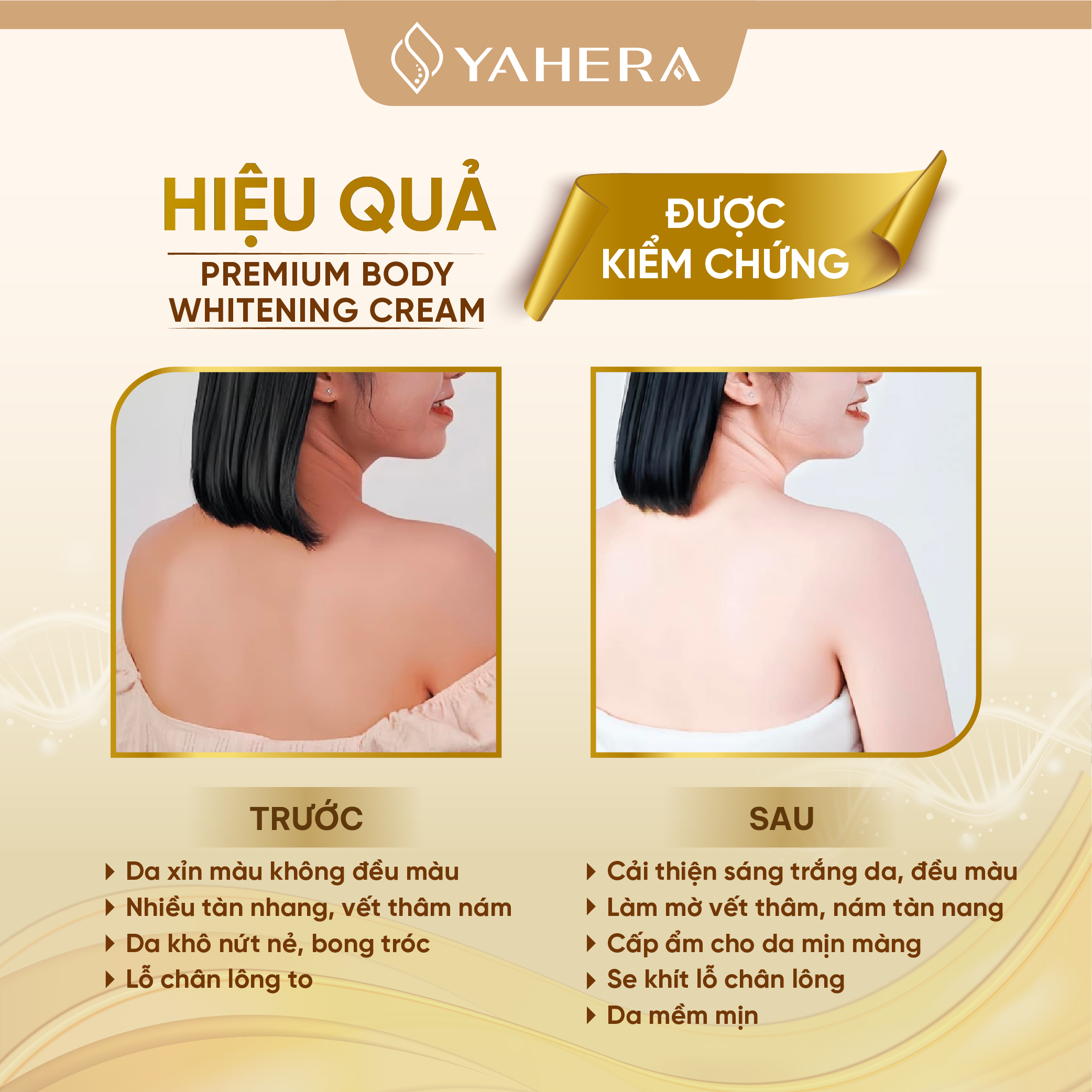 Kem dưỡng trắng da toàn thân YAHERA Premium Body Whitening Cream giúp dưỡng trắng, dưỡng ẩm, chống nắng, chống lão hóa, da mềm mịn màng hơn 200g