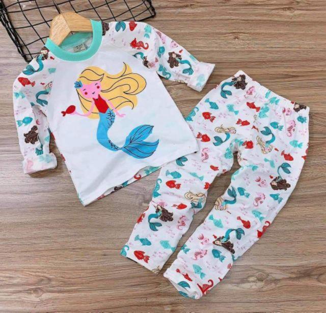 Bộ tay dài bé gái họa tiết xinh xắn