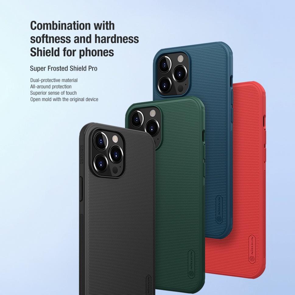 Ốp lưng Nillkin Super Frosted Shield Pro cho iPhone 13 Pro Max / 13 Pro / 13 mỏng chống dấu vân tay và sốc - Hàng Chính Hãng
