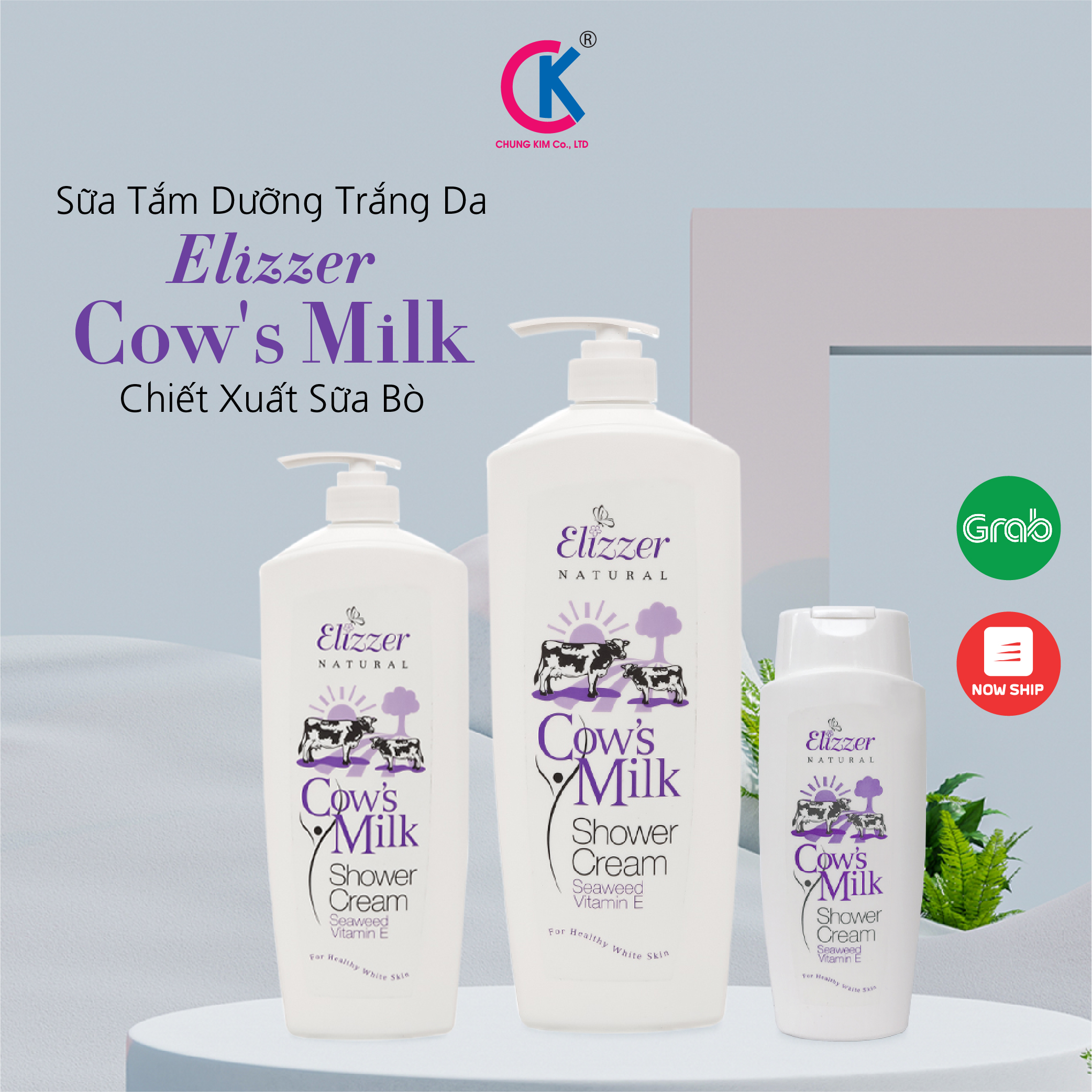 Sữa Tắm Dưỡng Trắng Da Elizzer Cow's Milk Chiết Xuất Sữa Bò 500ml