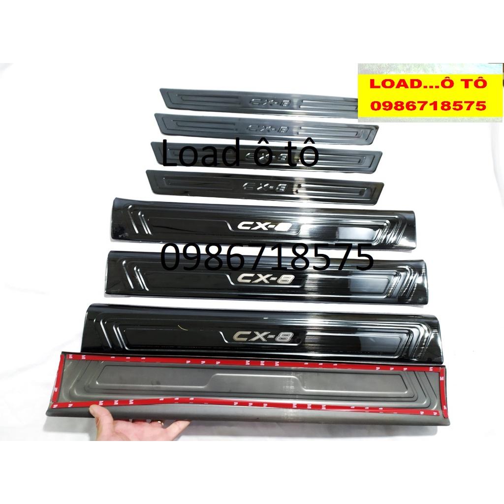 Ốp Bậc Cửa, Nẹp Bước Chân Trong, Ngoài Mazda CX8 2023-2020 Chất Liệu Titan Cao cấp