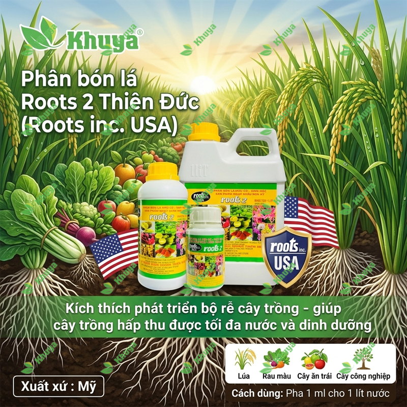 Phân bón lá Thiên Đức Roots 2 (Can 1 Lít) Kích Thích Ra Rễ - Nhập khẩu từ Hoa Kỳ