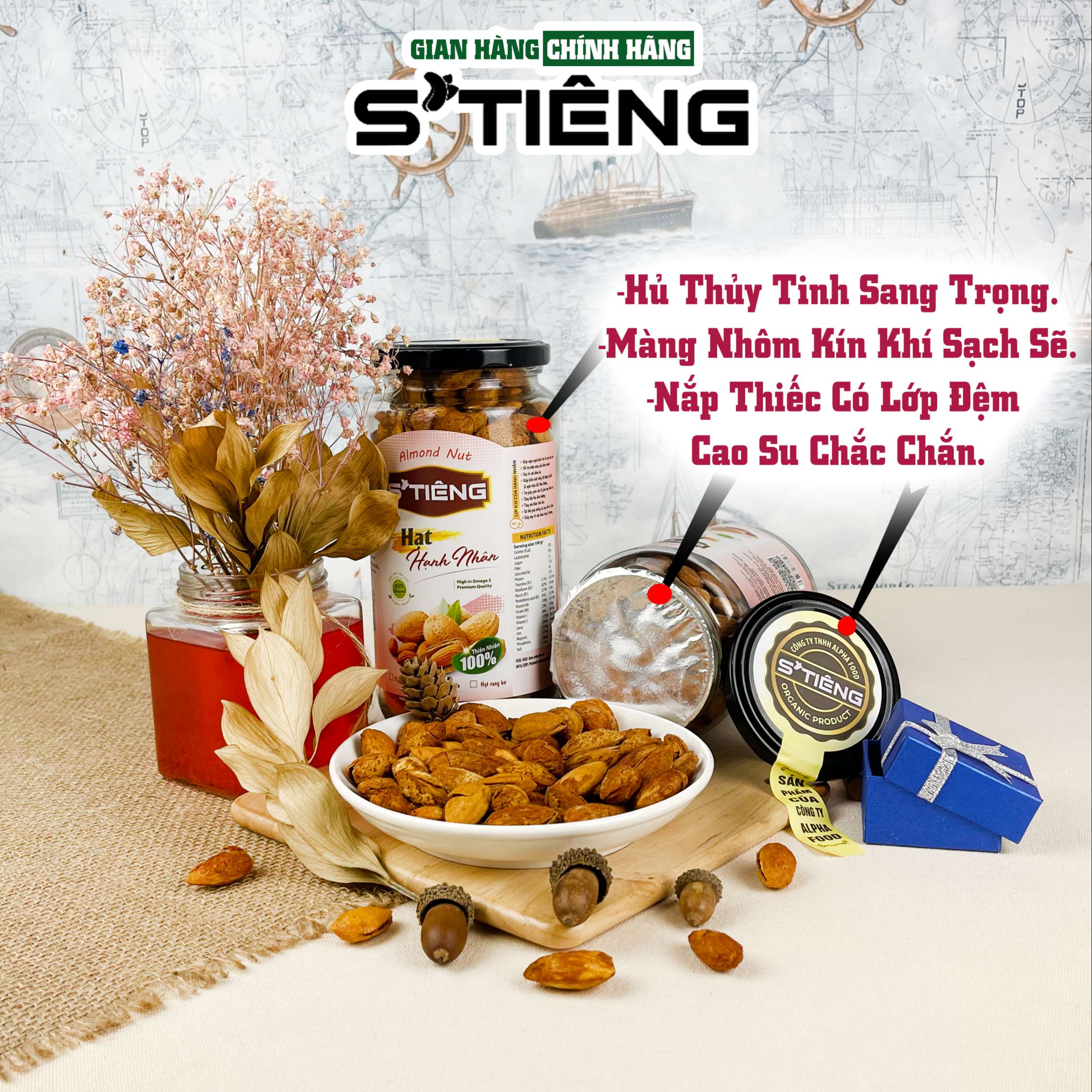 Hạt Hạnh Nhân Mỹ Mõng Vỏ Rang Bơ STIENG