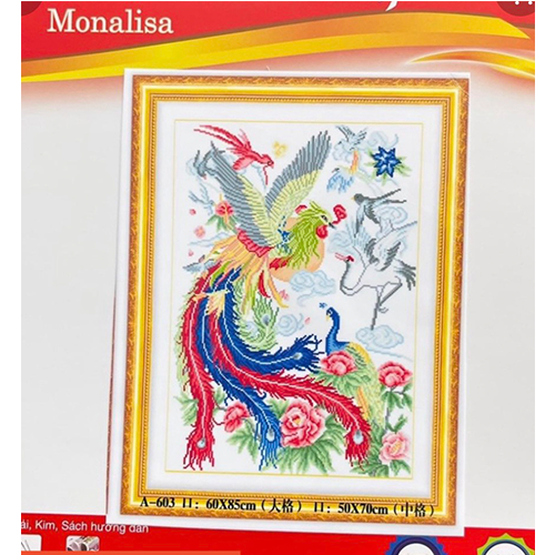 Tranh thêu chữ thập mẫu đơn phượng hoàng A603 - kích thước 50 * 70