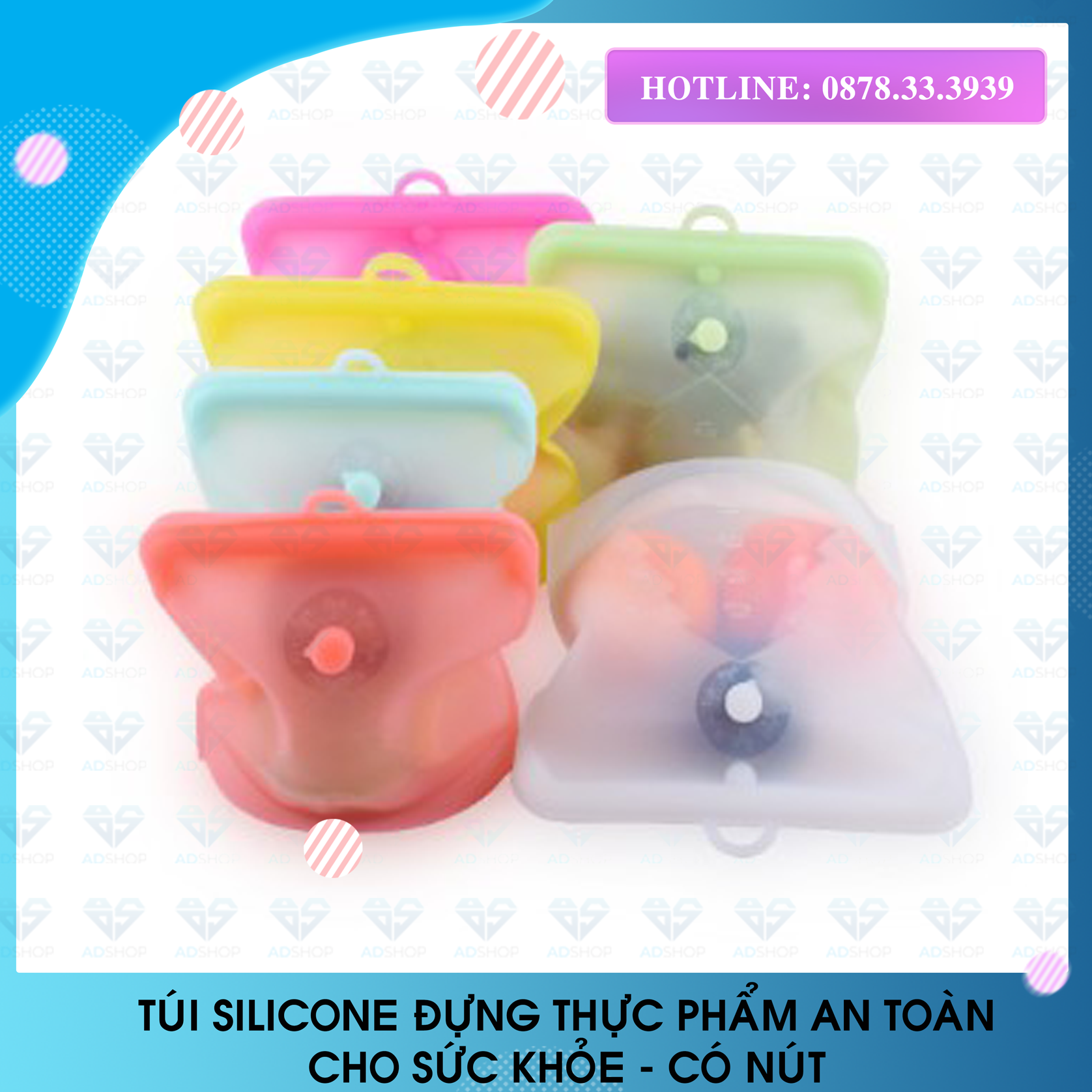 Túi đựng thực phẩm bằng silicone dạng nút ( sản phẩm đã được kiểm định)