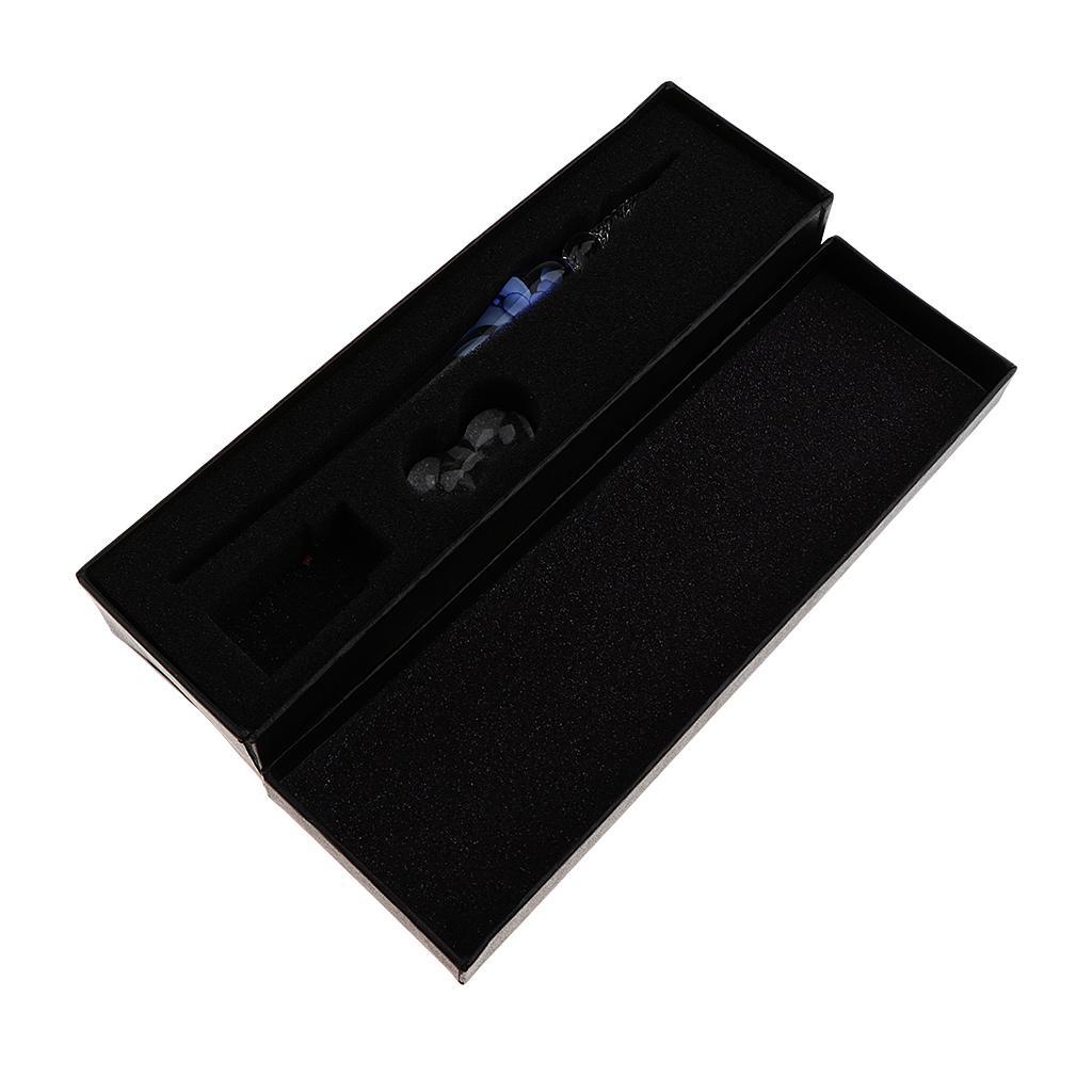 Vintage Crystal High Borosilicate Glass Glass Dip Pen Signature Pen Fountain Pens Business Present Office School Stationery Gifts Blue China Flower