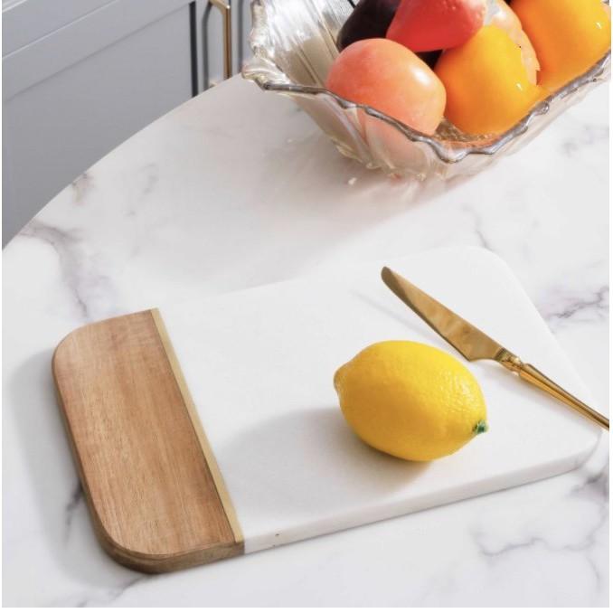 Khay thực phẩm kiêm thớt nấu ăn 2 trong 1 gỗ đá CHOPPING BOARD MARBLE DELUXE - AsiaMart