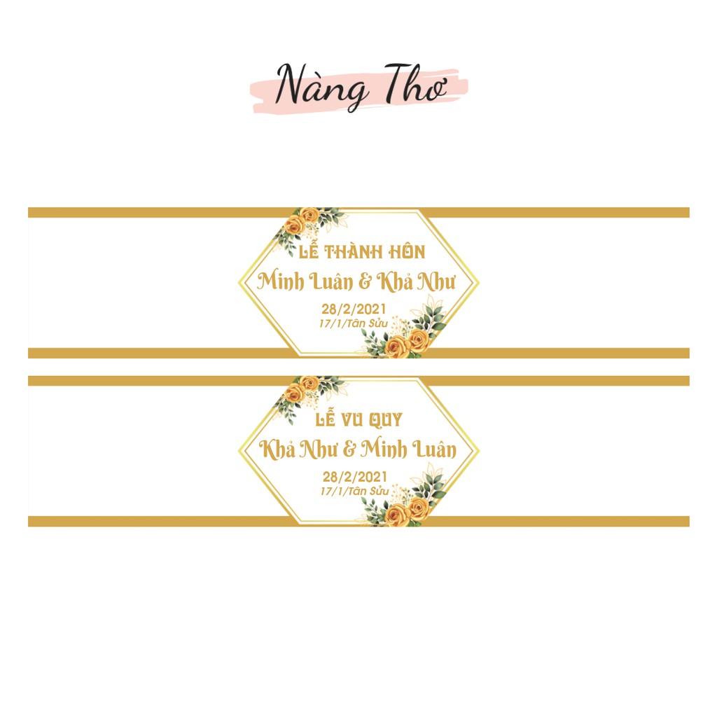 TEM NHÃN CHAI NƯỚC SUỐI TRANG TRÍ ĐÁM CƯỚI GIA TIÊN_DECAL VIP