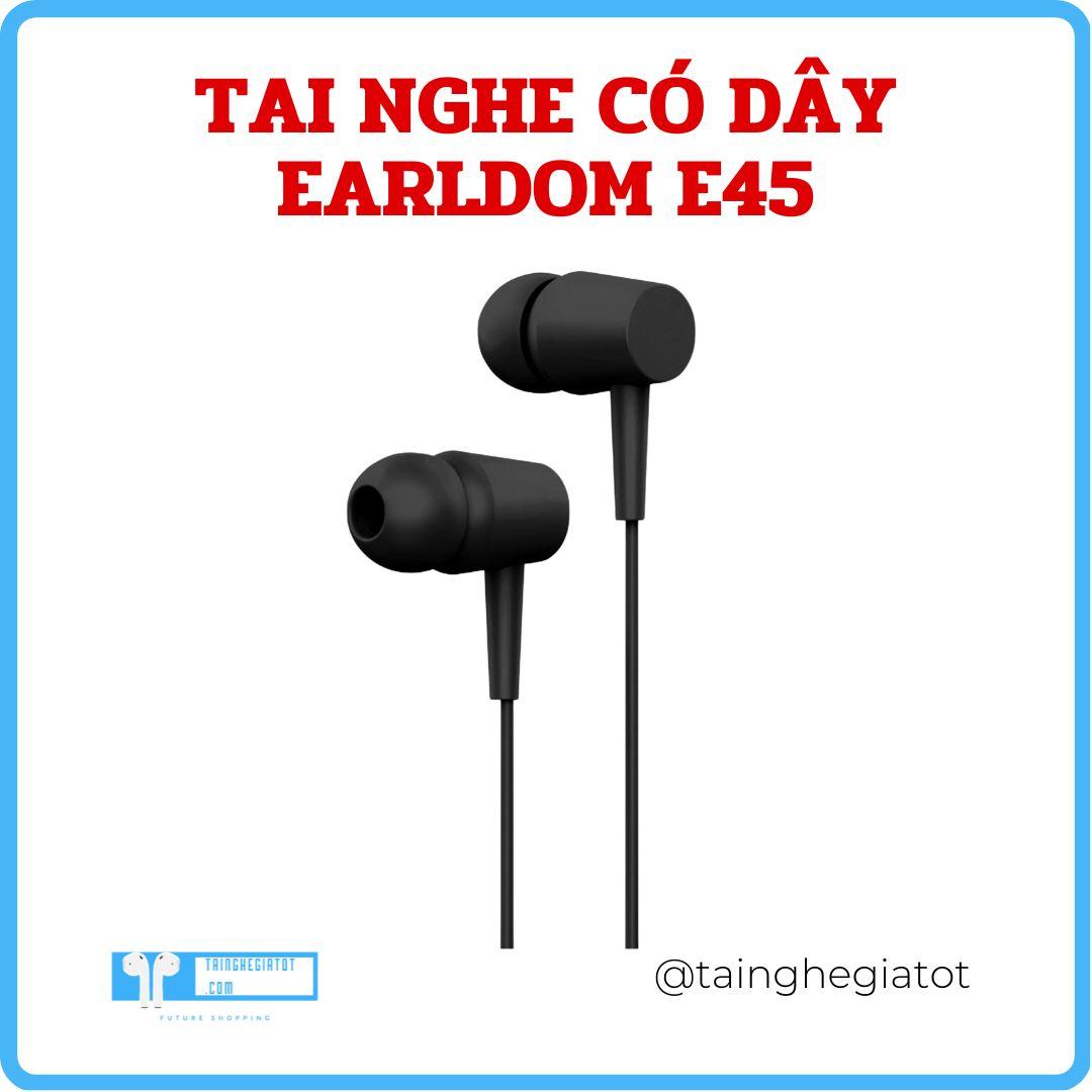 Tai nghe nhét tai có dây Earldom E45 jack 3.5 chống ồn dây dài 120cm Hàng Chính Hãng