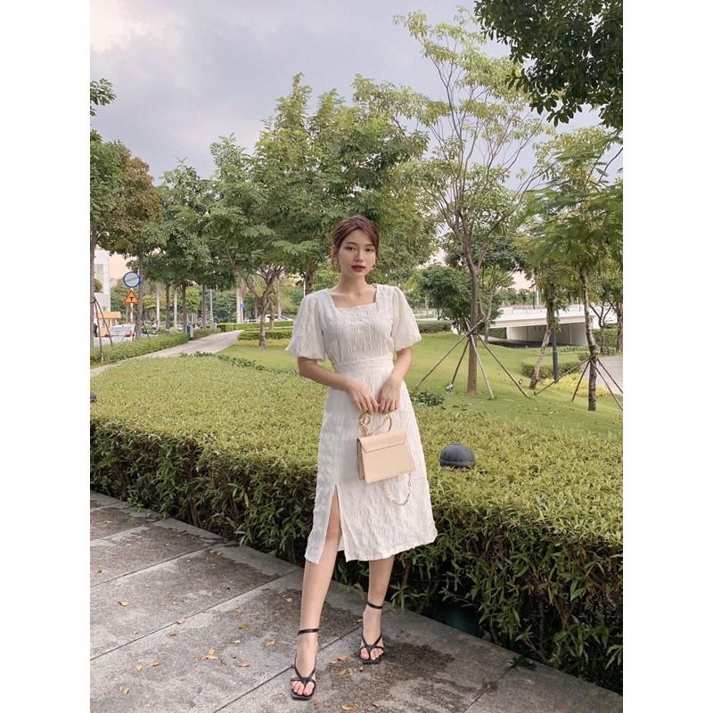 Đầm WH cổ vuông form dài