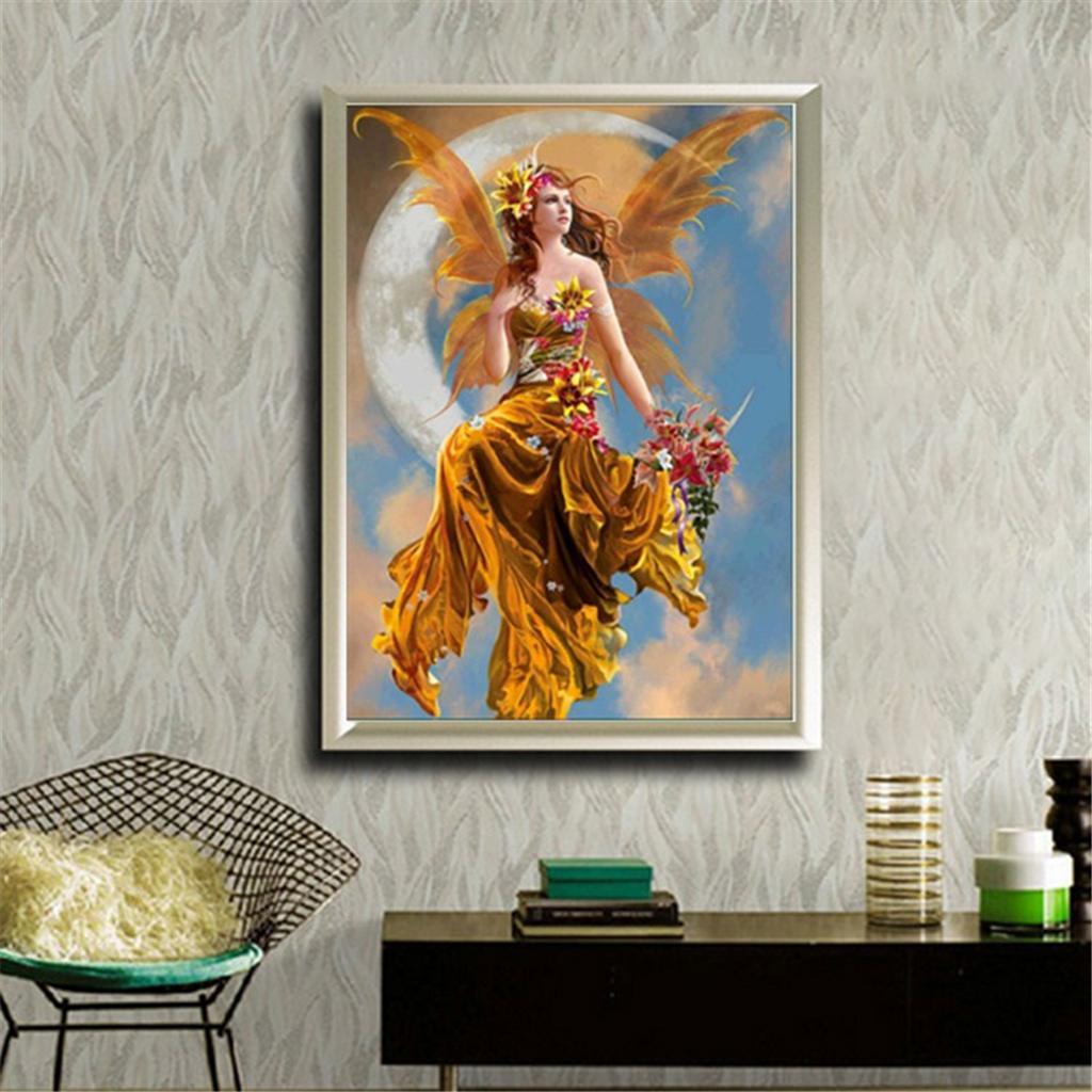 2 Sets DIY 5D Diamond Painting, Fancy Flower Fairy Rhinestone Diamond Embroidery