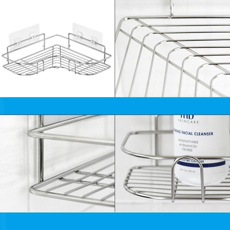 Kệ Góc Inox 304 Nhà Tắm Không Gỉ Dán Tường Siêu Chắc Full Box- Tặng Kèm Miếng Dán
