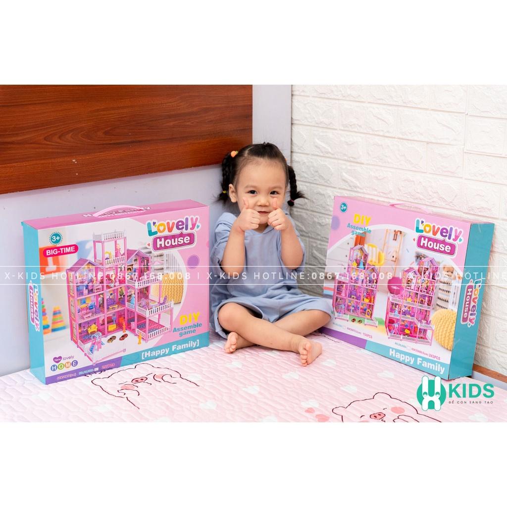 Đồ Chơi Lắp Ráp Ngôi Nhà Búp Bê - Biệt Thự Barbie nhiều tầng Kích thước Lớn Dễ Thương cho bé gái