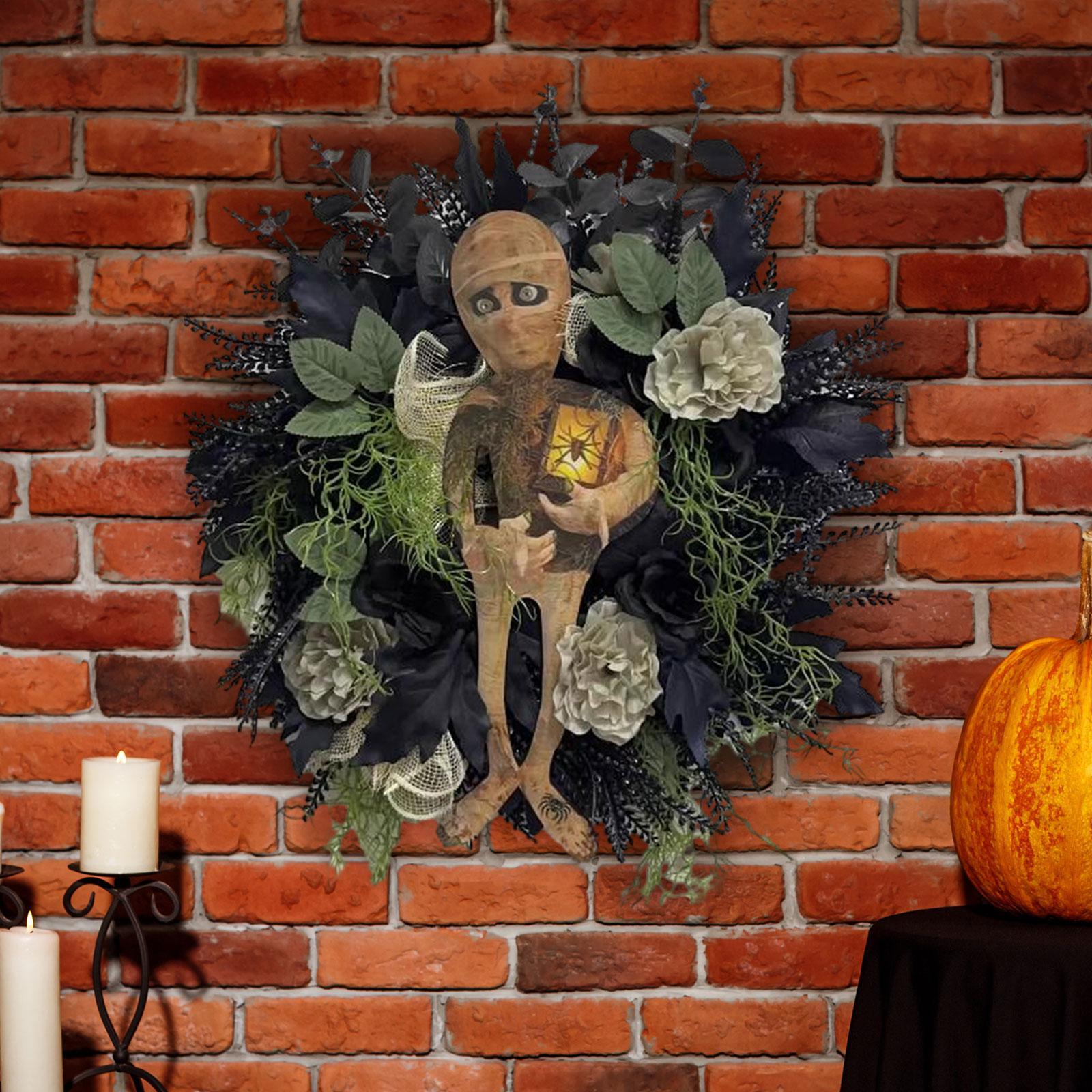 Halloween Wreath Flower Wreath Wall Hanging Artificial Wreaths Home Decor Indoor Front Door Wreath for Festivals Photo Props Party