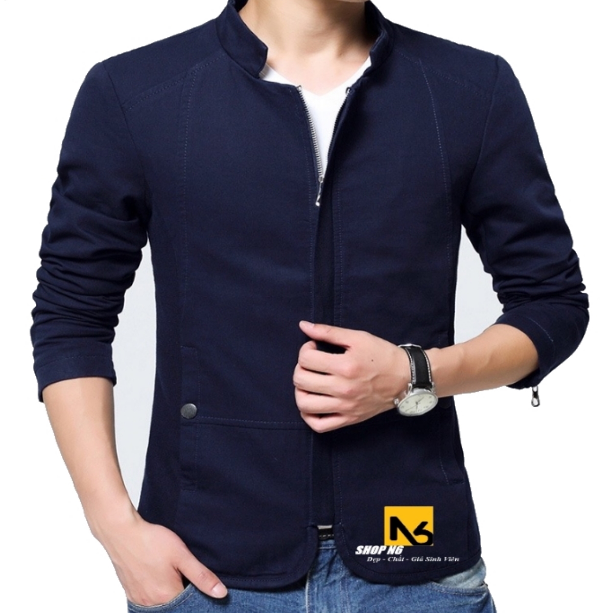 Áo Khoác Kaki Nam Hai Lớp Cổ Trụ Giả Vest Cao Cấp KK43 - ShopN6
