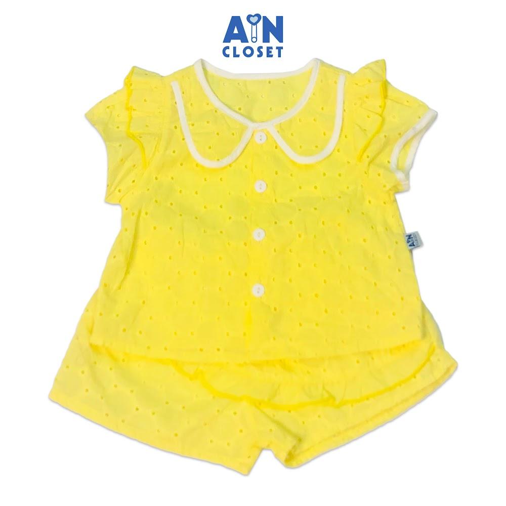 Bộ quần áo ngắn bé gái họa tiết Thêu vàng quần váy cotton boi - AICDBGZY1AJX - AIN Closet