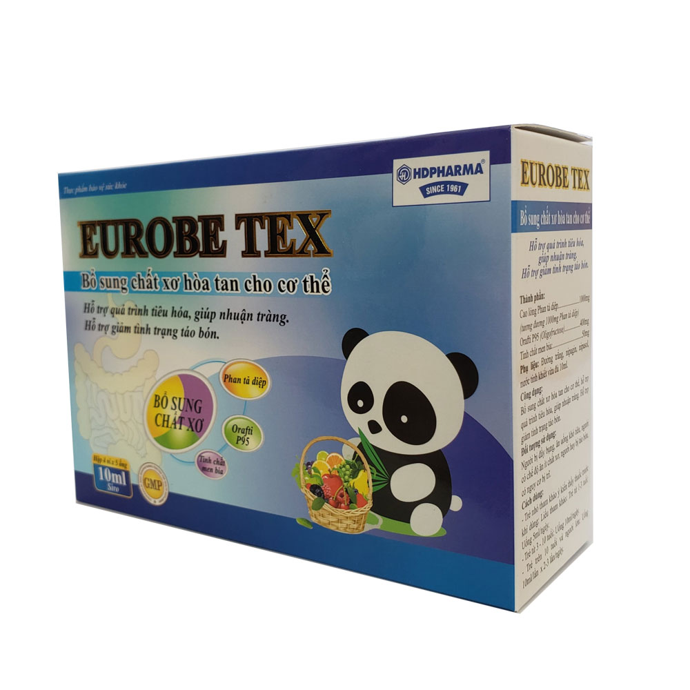 Siro EUROBE TEX Bổ sung chất xơ hòa tan, hỗ trợ tiêu hóa, giúp nhuận tràng, giảm tình trạng táo bón - Hộp 20 ống x10ml