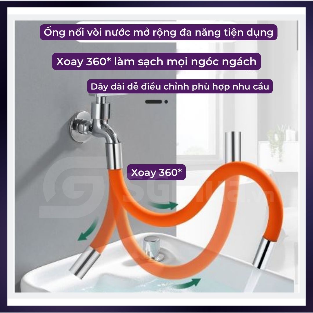 Đầu Nối Vòi Nước Thông Minh xoay 720 độ tăng áp lực nước, dễ dàng sử dụng