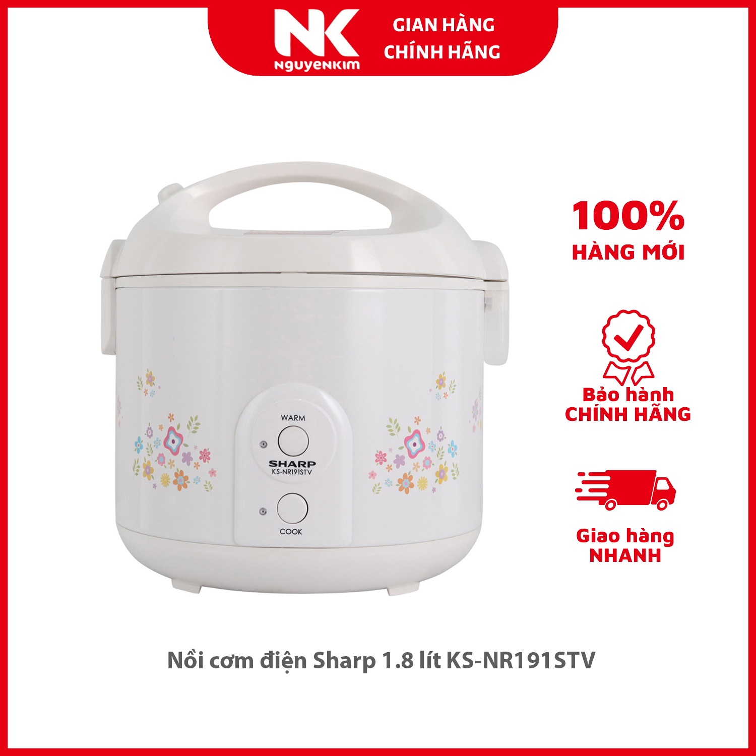 Nồi cơm điện Sharp 1.8 lít KS-NR191STV - Hàng chính hãng