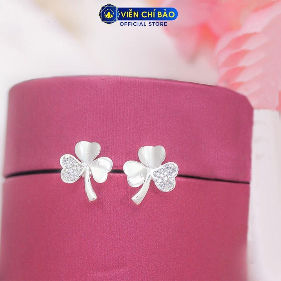 Bông tai bạc nữ cỏ ba lá may mắn chất liệu bạc 925 thời trang phụ kiện trang sức nữ Viễn Chí Bảo B400179