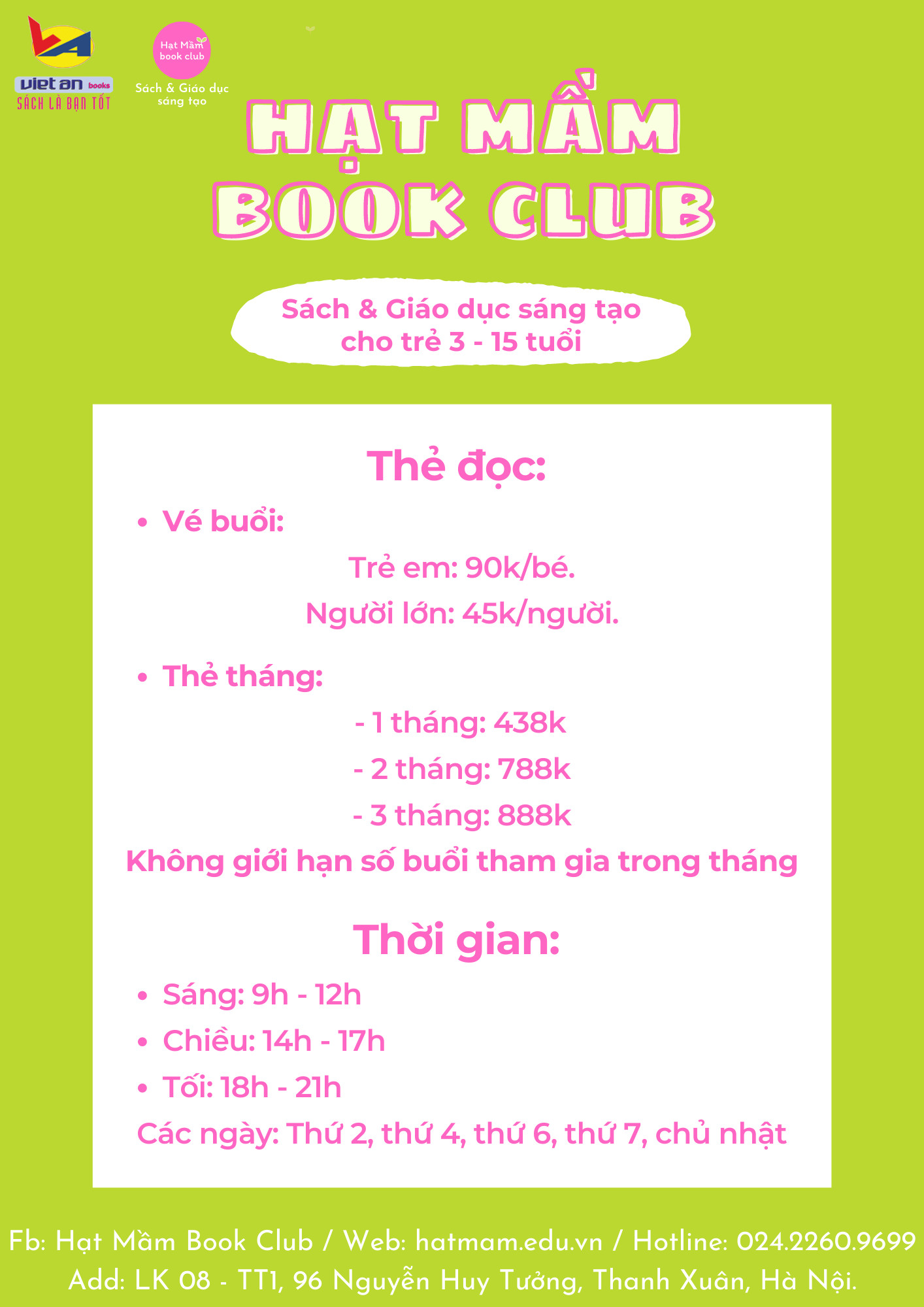 THẺ ĐỌC SÁCH 3 THÁNG