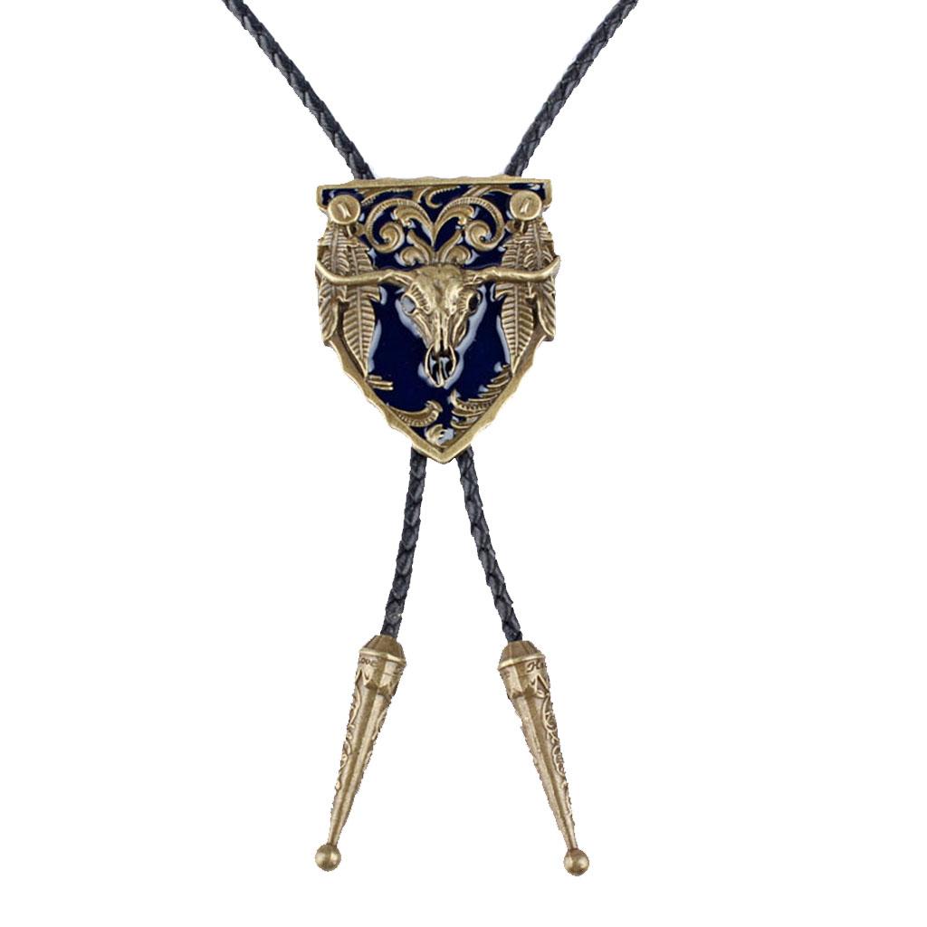 Men's Vintage Western Cowboy Rodeo Cow Bolo Tie Bola Pendant Necklace