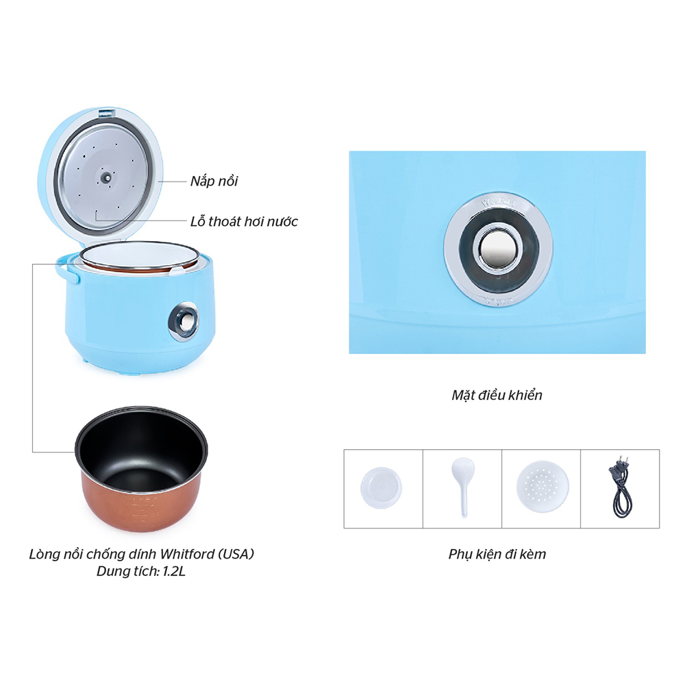 NỒI CƠM ĐIỆN 1.2L HAPPY TIME HTD8522G - Hàng Chính Hãng