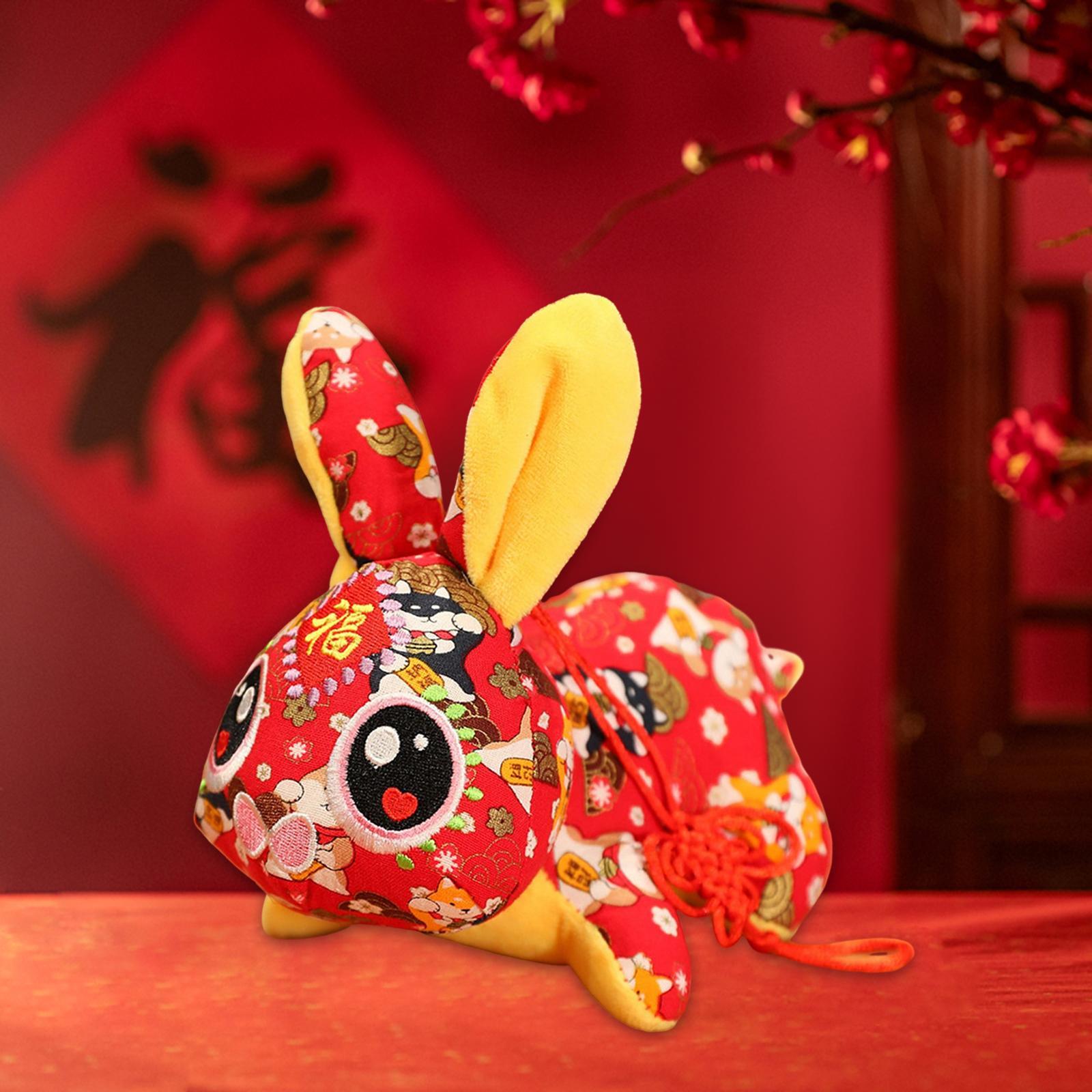 2x Cute Chinese New Year Rabbit Plush Toy Bunny Doll Holiday Stuffed Animal