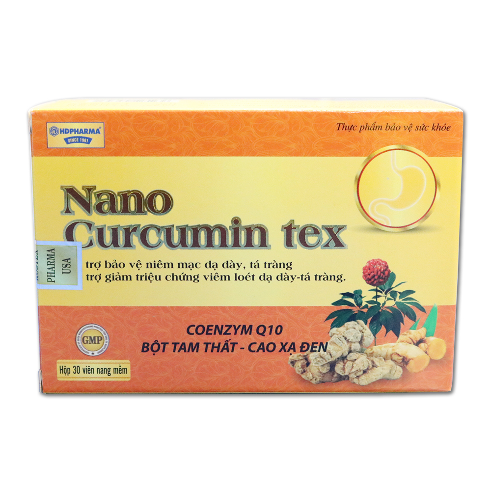 Viên tinh nghệ Nano Curcumin Tex Tam Thất Xạ Đen giảm viêm loét dạ dày, tá tràng, ung bướu - Hộp 30 viên dùng 1 tháng