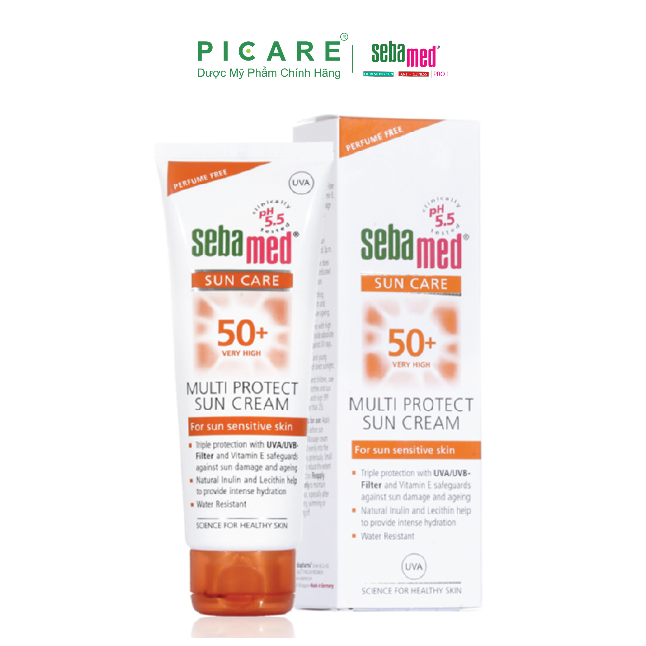 Kem Chống Nắng Sebamed Cho Da Mặt pH 5.5 SPF 50+ Sebamed Sun Care Multi Protect Sun Cream SPF 50+ Without Perfume SSP01A (75ml)