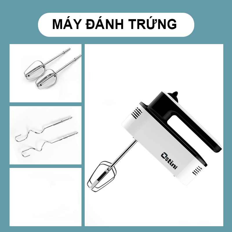 Máy Đánh Trứng Cầm Tay Cao Cấp Ostini 5 Tốc Độ Cực Mạnh ( Đánh Trứng, Nhào Bột, Tạo Bọt)