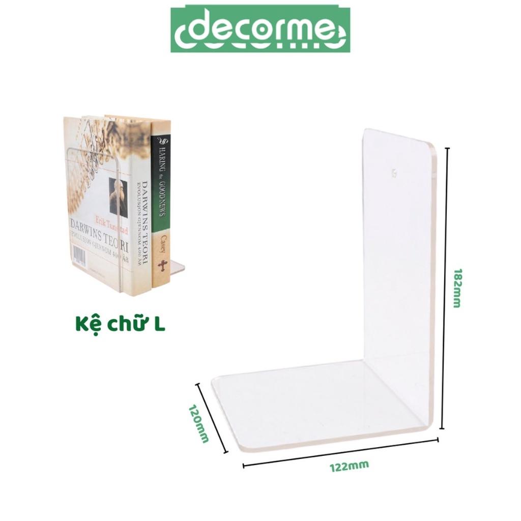 Kệ sách chữ L nhựa Acrylic trong suốt để bàn basic DMJ