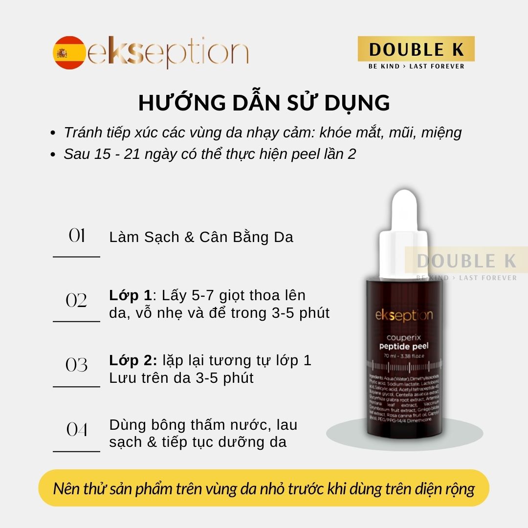 ekseption Couperix Peptide Peel - Phục Hồi Da Mỏng Yếu, Giãn Mao Mạch; Giảm Sưng, Ngừa Kích Ứng - Double K