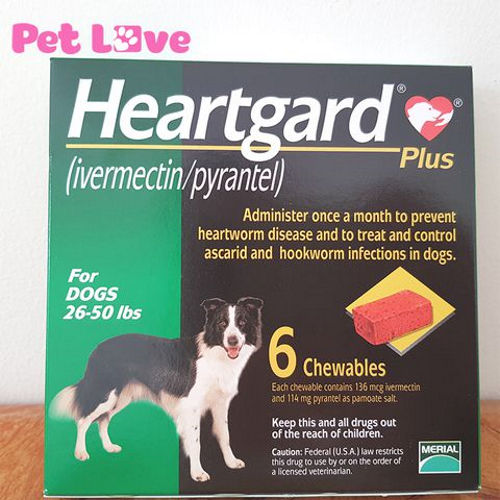 Heartgard tẩy giun tim, giun móc, giun đũa (chó 11,5 - 22,5kg; 1 hộp x 6 viên)