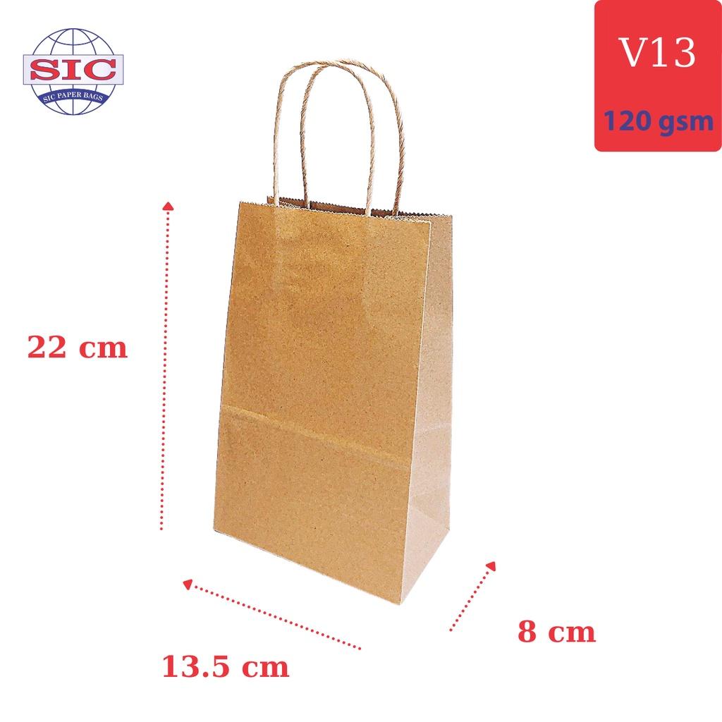 10 CHIẾC TÚI GIẤY KRAFT V13: 13.5x8x22 CÓ QUAI